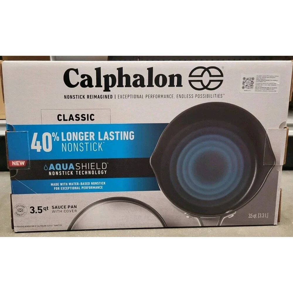 Calphalon 3.5 Quart Hard Anodized Nonstick Saucepan with Lid, Black Pan Cooking